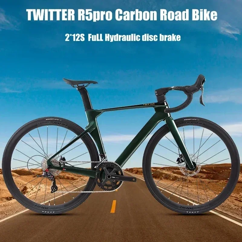 R5 Pro ultra-light Bicycle Carbon fiber frame adult road bike 22 Speed hydraulic disc brake road racing internal cable routing