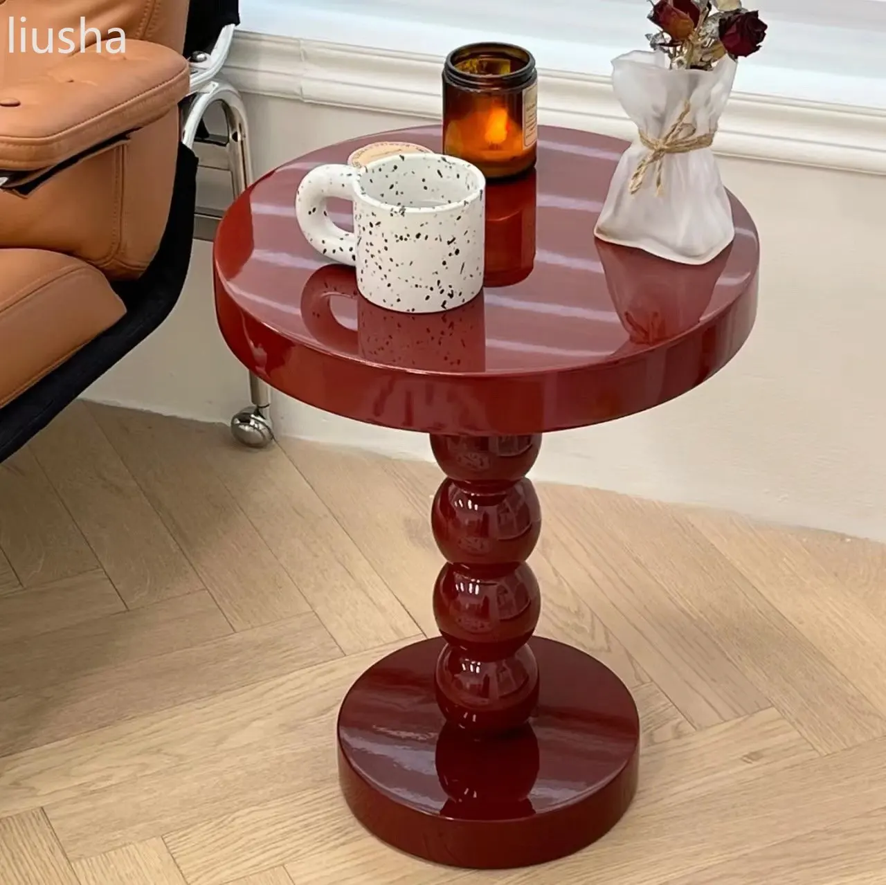 coffee table on the side of the sofa modern light luxury bedside table solid wood small round table uxury coffee table