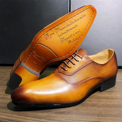 Classic Men's Pointed Toe Oxford Shoes Genuine Leather Handmade Lace-ups for Wedding Business Office Formal Wear