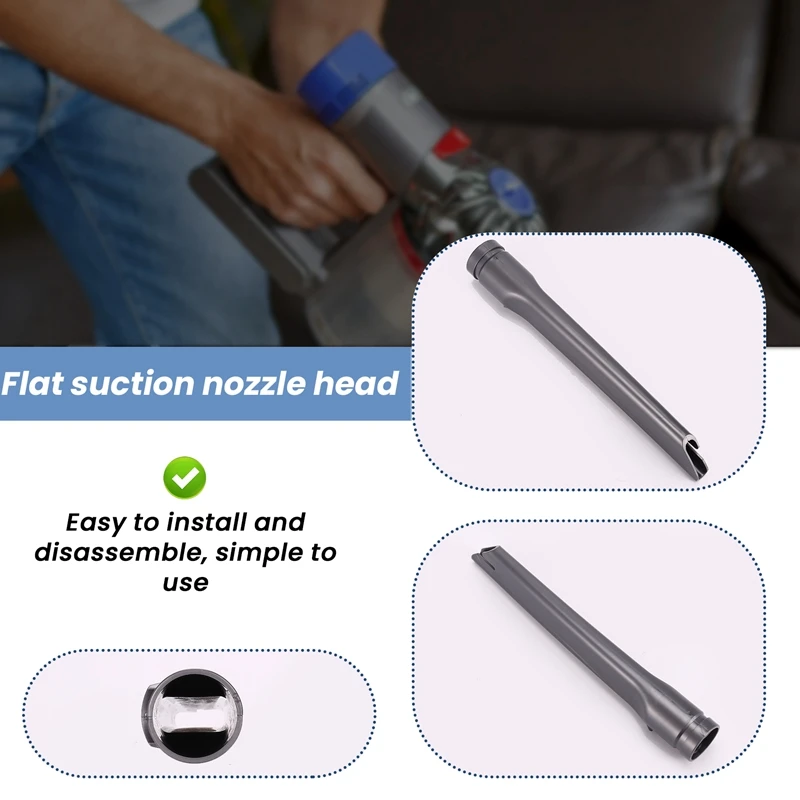 1PC Flat Suction Nozzle Head For Dyson Vacuum Cleaner Accessories Long Flat Suction DC35 DC45 DC58 DC59 DC62 V6 Brush Head