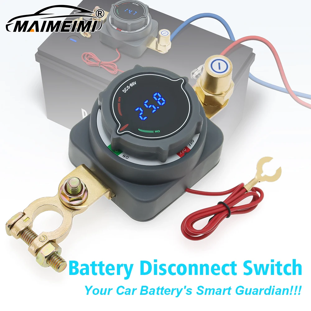 Upgrade 300A Battery Disconnect Switch with Voltmete Switch 12-48V Power Master Isolator Cut/Shut Off Switch DC5-80V for all car