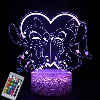 Stitch Lamp 16Colors 3D Night Light with Remote Control Room Decor Valentine's Day Anniversary Birthday Present Christmas Gifts