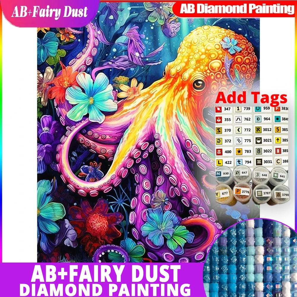 

AB Фея Пыль Алмазная Мозаика Осьминог AB Дрель Вышивка Животное Вышивка Крестом Стразы Полная Квадратная Картина Морское Дно Стены Искусства