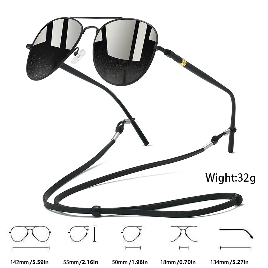 أزياء خمر النظارات الشمسية المعدنية UV400 مع سلسلة للرجال والنساء العلامة التجارية الفاخرة مصمم ريترو ستايل لصيد الأسماك والقيادة #6