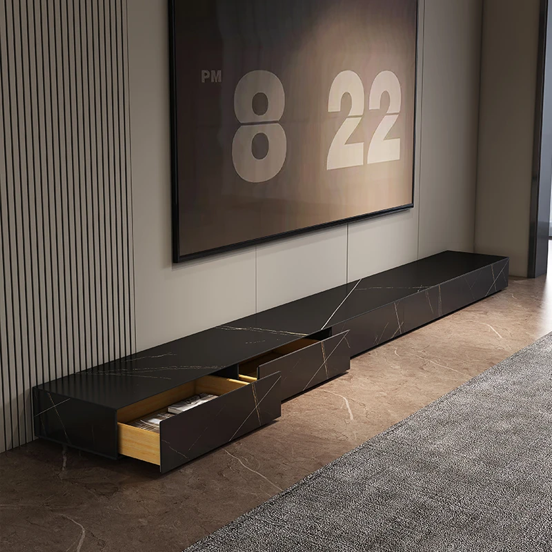 حامل تلفزيون لأثاث غرفة المعيشة الحديث المثبت على الحائط باللون الأسود والذهبي لأجهزة تلفزيون 65 بوصة+ #3