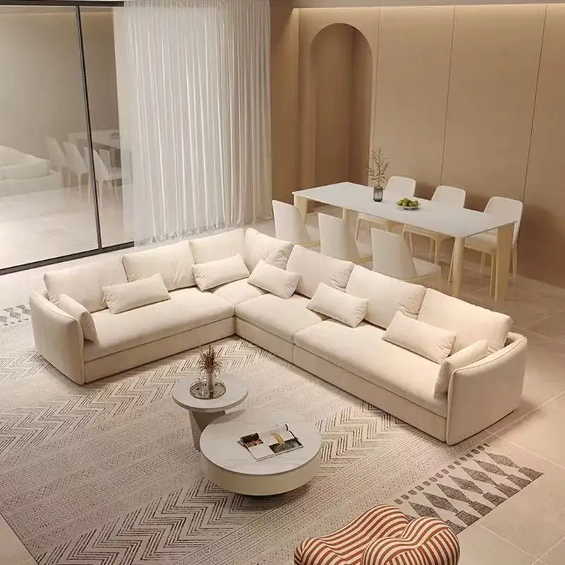 Special-shaped Curved Corner Dual-purpose Corner Living Room Large Flat-layer Furniture Sofa Modern Italian New Home Solid Wood