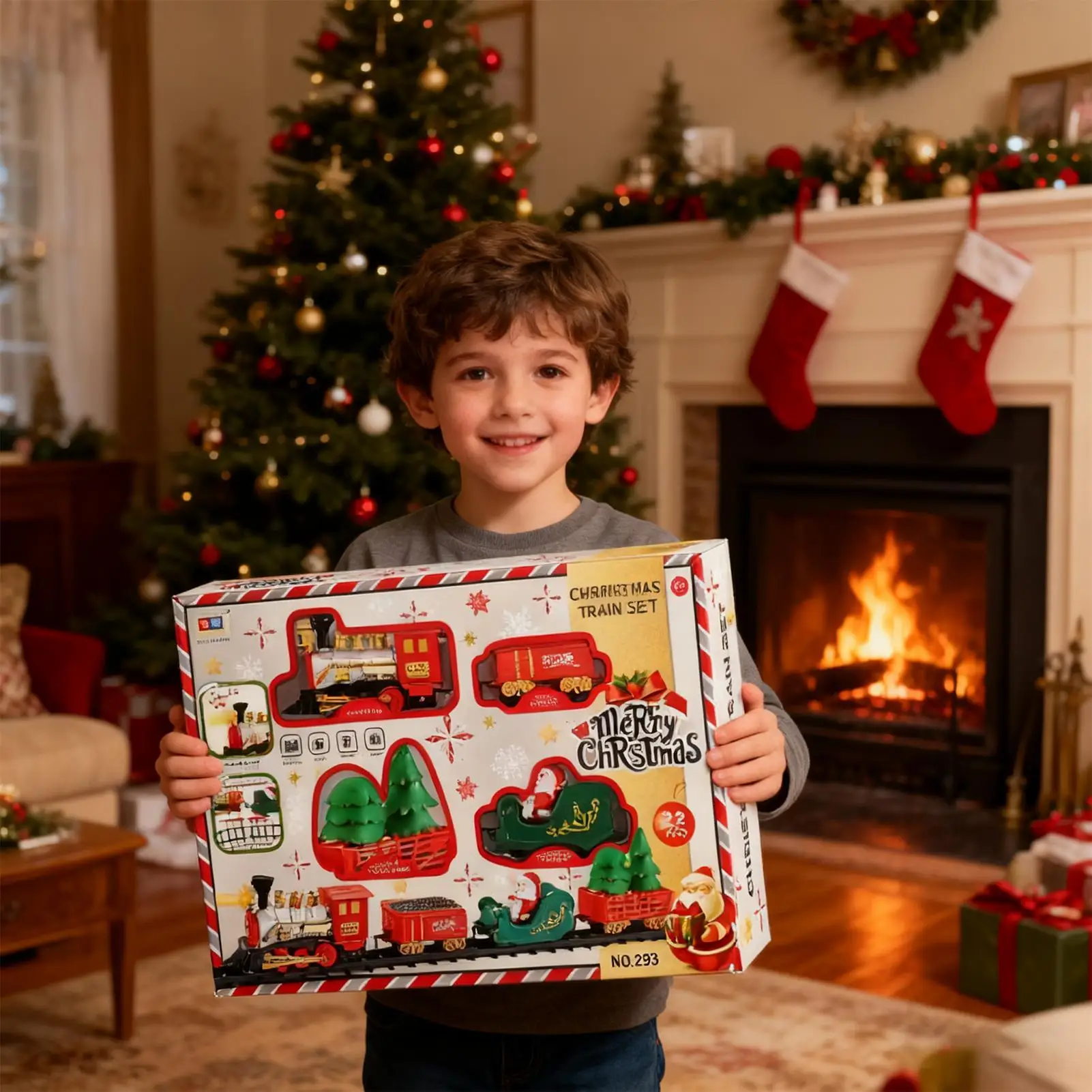 مجموعة ألعاب القطار مع مجموعة الضوء والصوت، مجموعة مسار القطار الكهربائي لعيد الميلاد والضوء لعيد الميلاد للأولاد والبنات الصغار