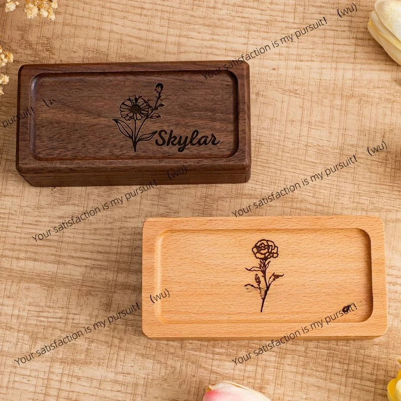 Simple multi-grid solid wood jewelry box, stud earrings, earrings, necklace, ring jewelry, jewelry storage box, wooden jewelry