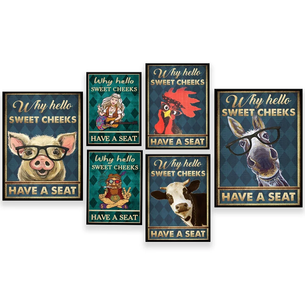 Carteles humorísticos, carteles de culo bonito, cerdos, pollos, beteros, carteles: por qué las mejillas dulces tienen asientos, carteles divertidos