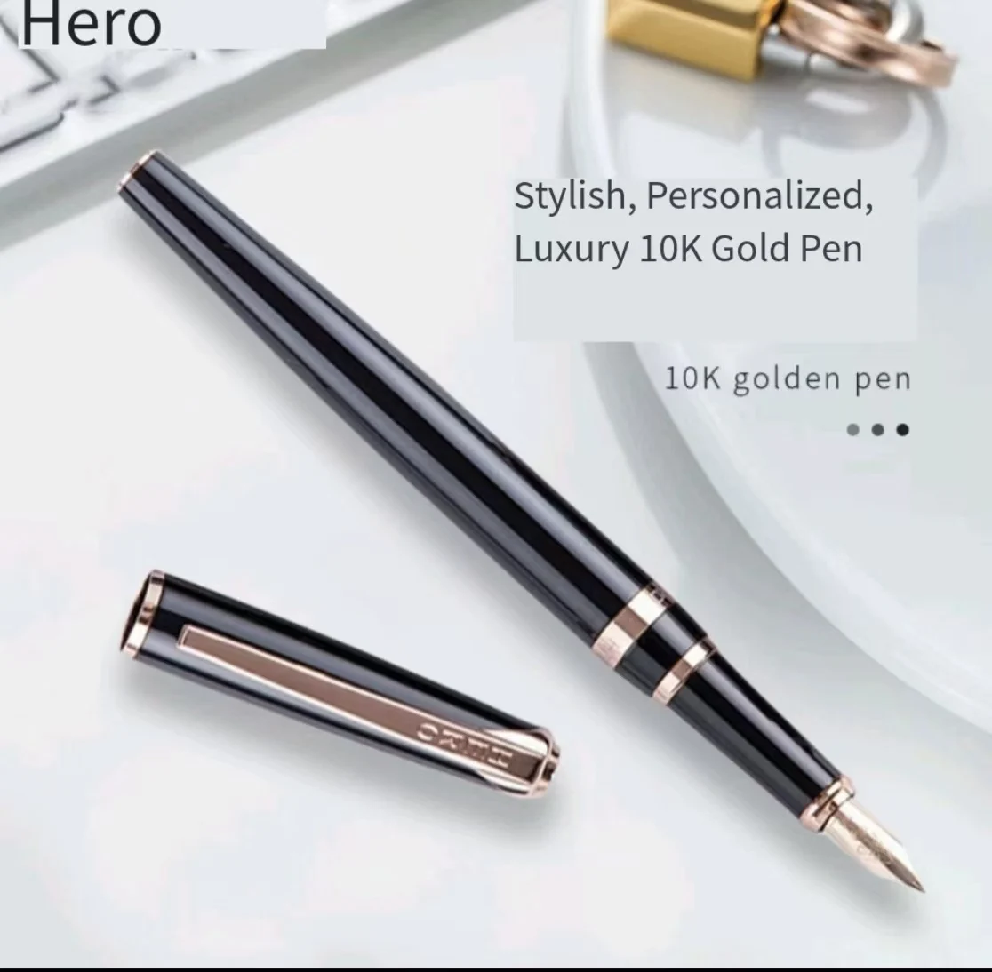 Hero 10K Gold Nib Fountain Pen, Luxury Exquisite Gift Box, Elegant Writing Pen for Women Business Office Present