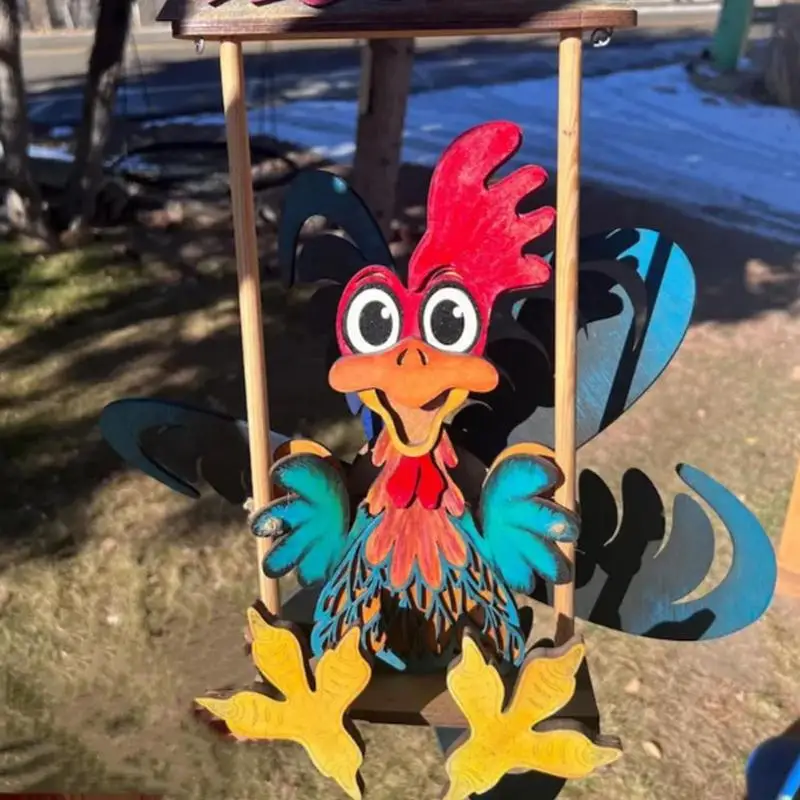 

Animal Wind Spinners Outdoor Rooster Wind Spinner Wooden Kinetic Wind Sculptures Outdoor Ornament for Garden Patio Yard Decor