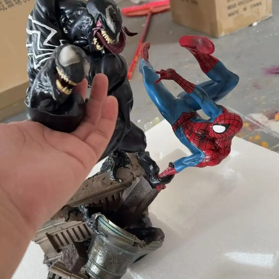 Private Custom Comic Version Venom Vs. Spider Man Scene Gk Resin Statue Model Handmade Desktop Ornament Doll Birthday Gift view 2