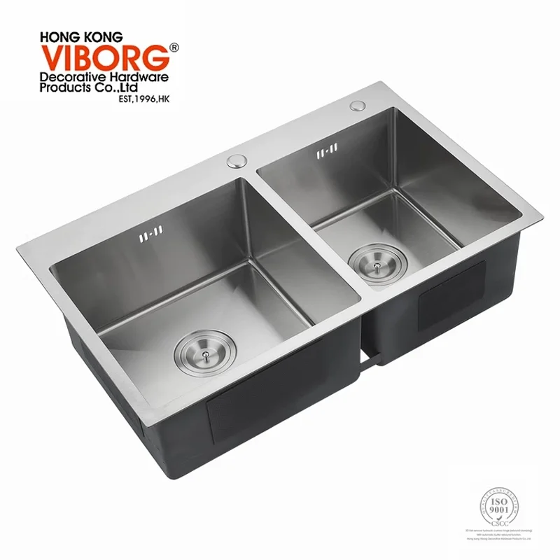 

VIBORG 813x505 мм Роскошная кухонная мойка ручной работы из нержавеющей стали 304 с двойной чашей под креплением