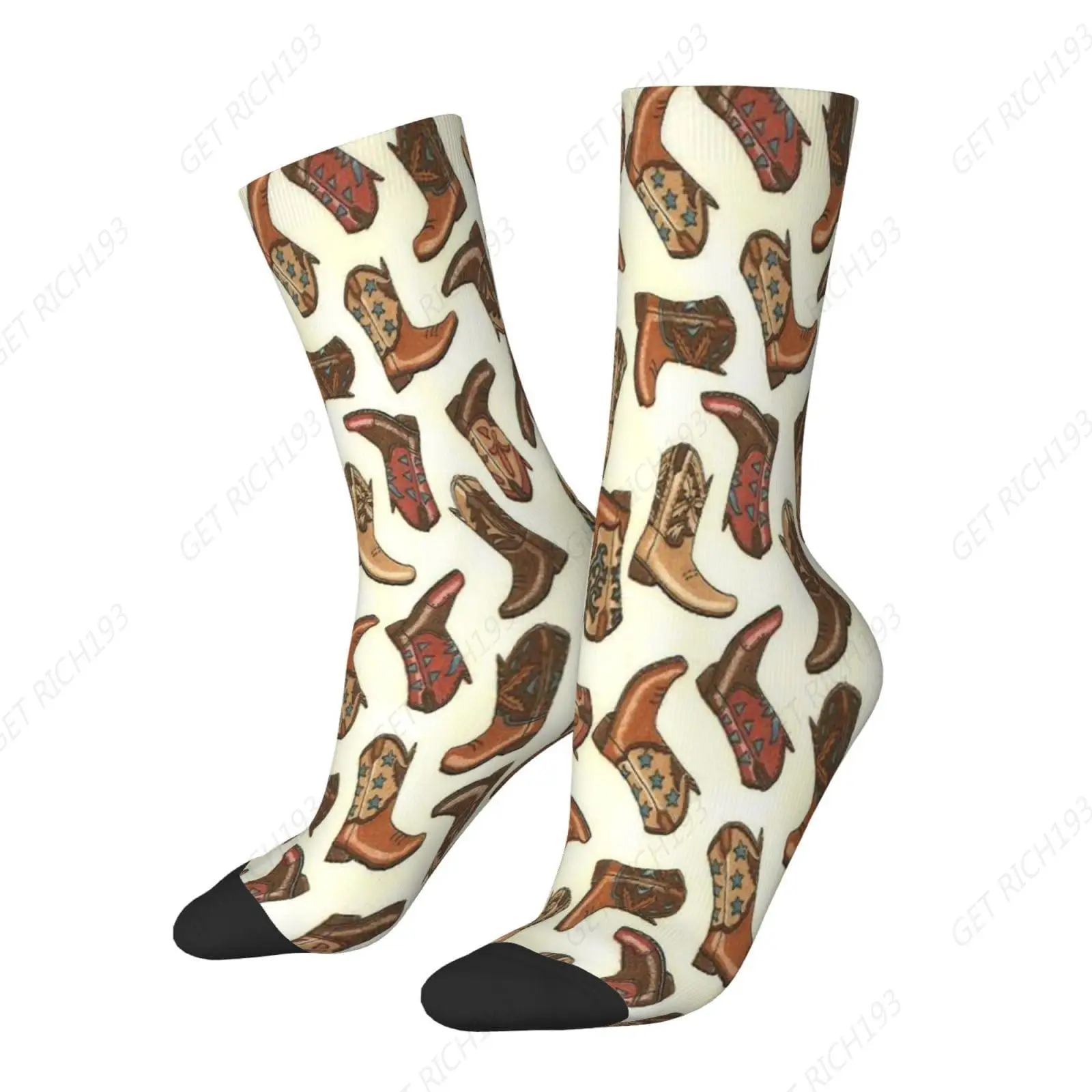 Cowgirl Boots Mid-Calf Boot Socks Soft Breathable Crew Socks Novelty Sport Athletic Socks For Women Men