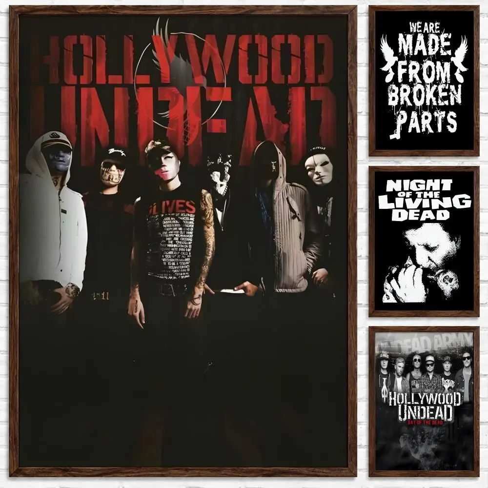 Dark Alternative Rap Rock Band Hollywood Undead Poster Self‑Adhesive Waterproof Poster Sticker Wall Art Home Decor