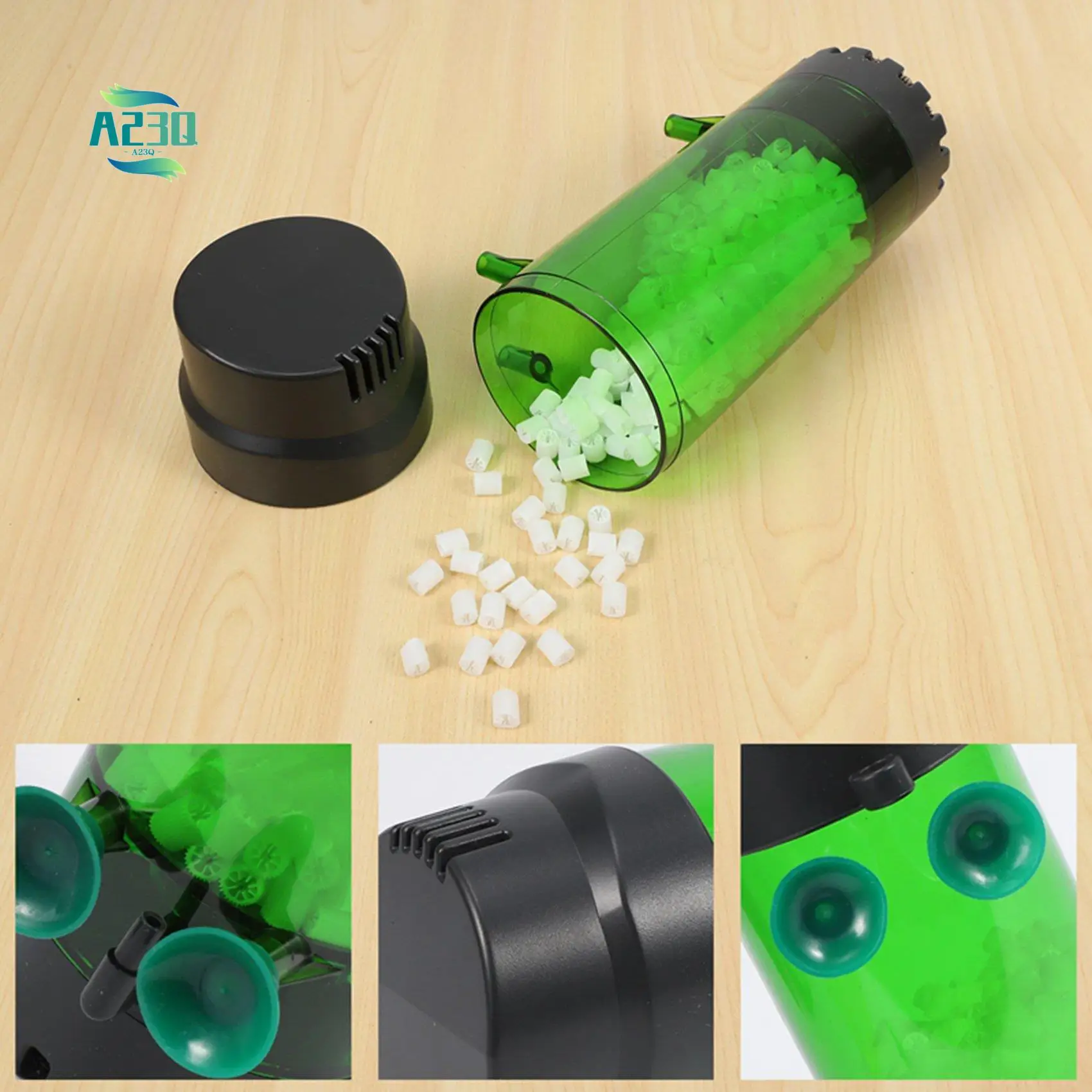 

A23Q-Aquarium Fish Tank Fluidized Moving Bed Filter Bubble Bio Media Filter With Air Stone And Sponge Filter