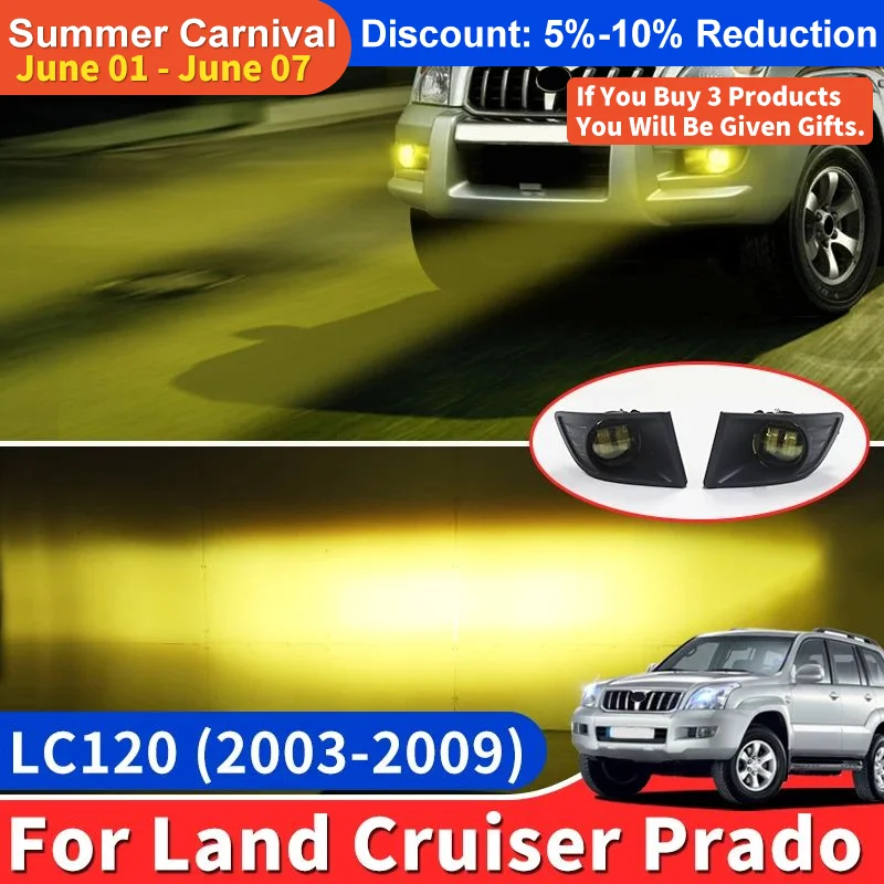 Светодиодные противотуманные фары Модификация Принадлежности  Подходит Для 2003-2009 тойота ленд крузер прадо 120 Lc120 FJ120 Автоматическая светодиодная лампа фар Toyota Land Cruiser Prado 120 2008 2007 2006 2005 2004