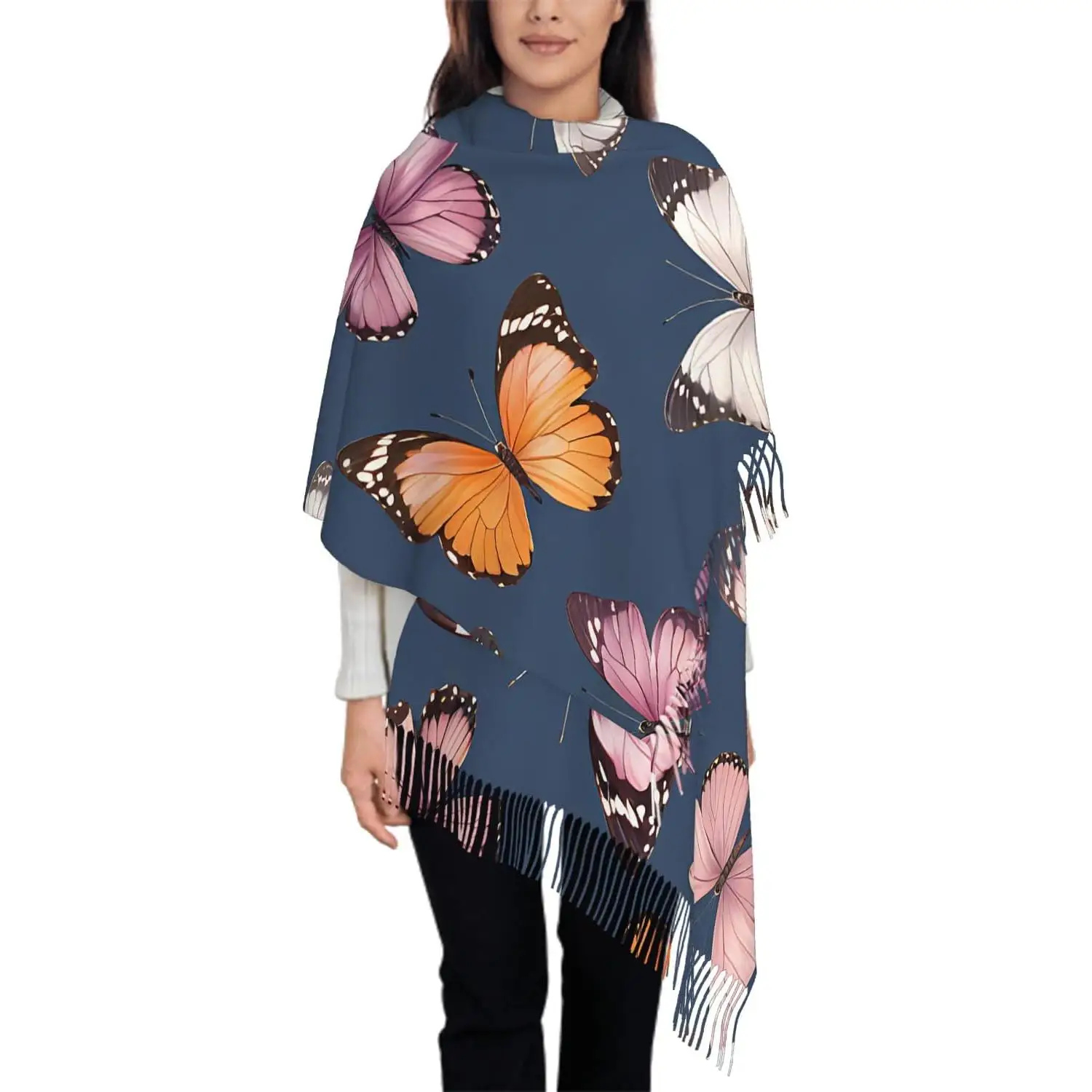 

Oversize Scarf for Women Beautiful Butterfly Tassel Scarves Fall Winter Shawl Wraps Wrap Shawl for Gift Women Spring Fall Winter