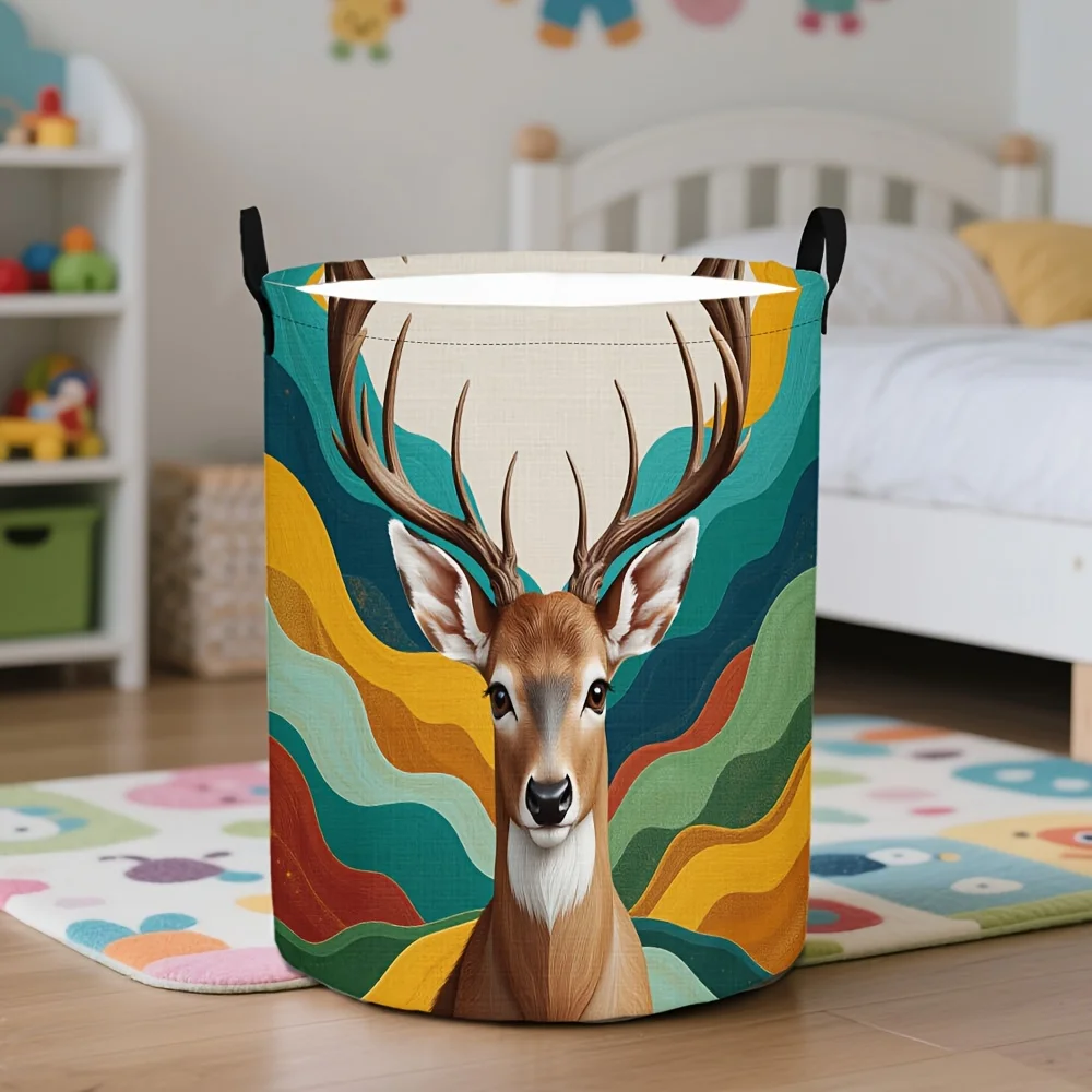 

Складная корзина для белья с абстрактным принтом оленя, складной контейнер для хранения для детской комнаты, домашний органайзер, контейнер для одежды и игрушек