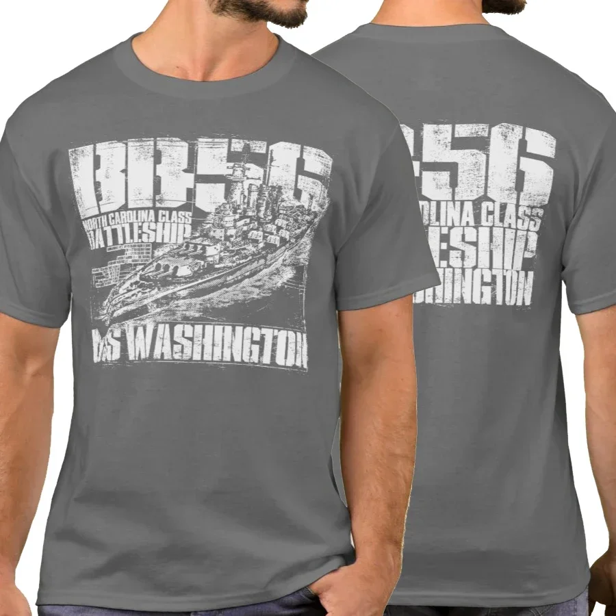 North Carolina-Class Battleship BB-56 Washington USS T-Shirt. Summer Cotton Short Sleeve O-Neck Mens T Shirt New S-3XL