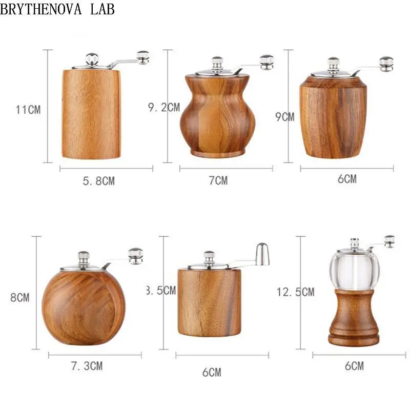 Manual Salt Pepper Grinders Solid Wood Pepper Mills with Adjustable Coarseness by Ceramic Kitchen Rotor Cooking Tool Salt Shaker