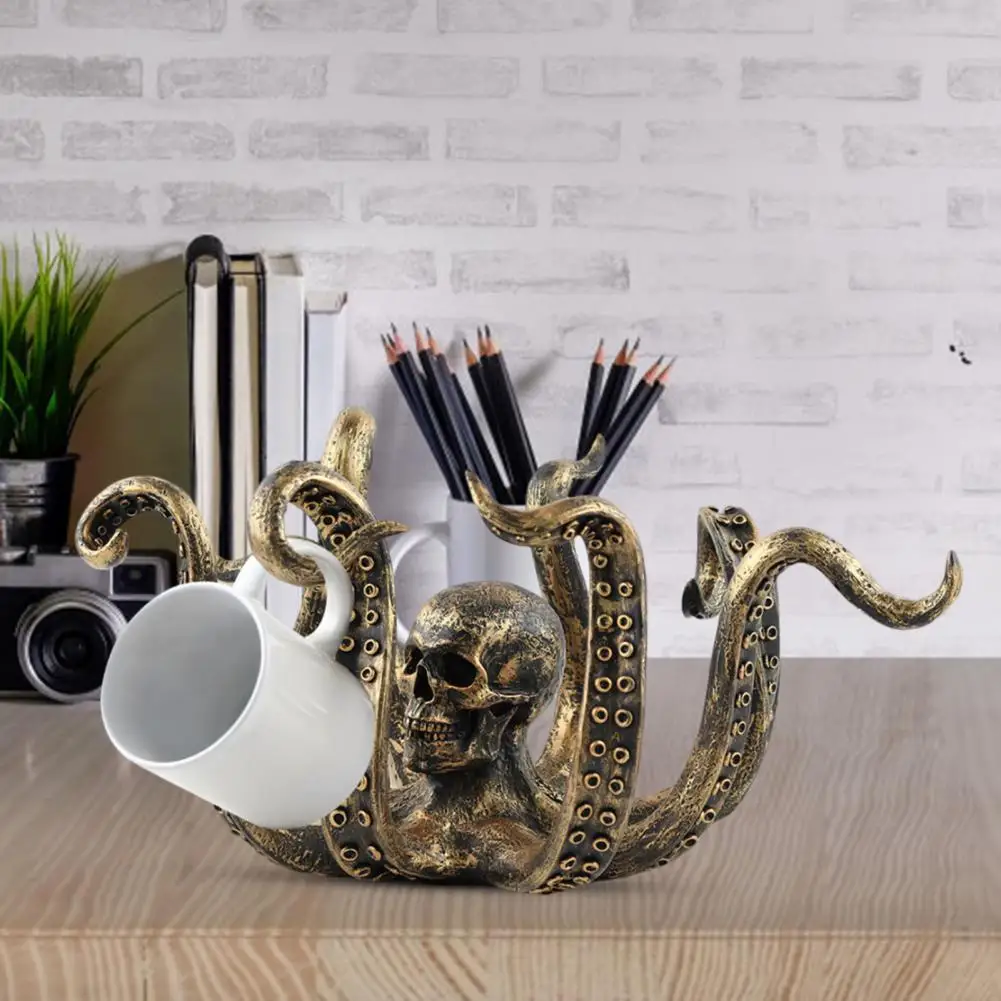 Octopus Cup Holder Octopus Mug Holder Bronze Resin Sea Figurine for Kitchen Countertop Coffee Cup Organization Home Office