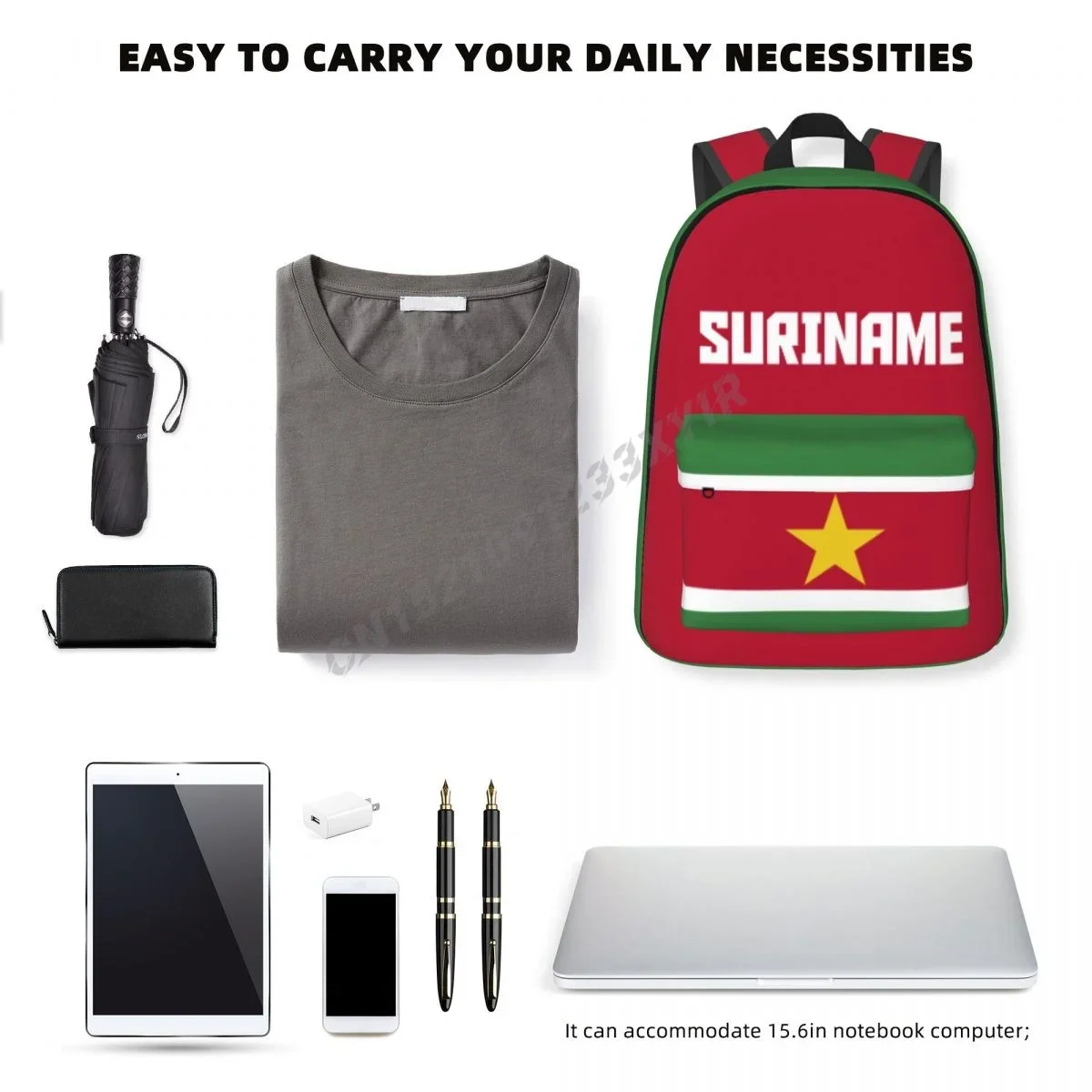 Custom Bag Unisex Backpack Suriname Flag Surinames Stitch Schoolbag Messenger Bag Case Laptop Travel Bag Mochila Gift