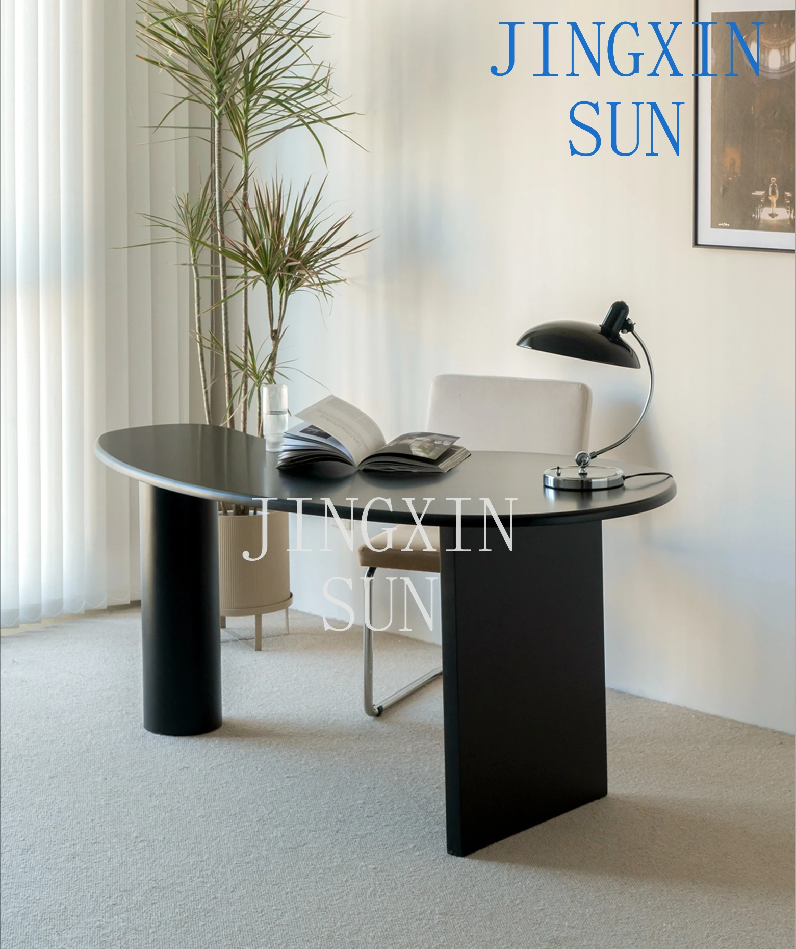 Nordic simple solid wood writing table ins style Internet celebrity desk homestay designer writing