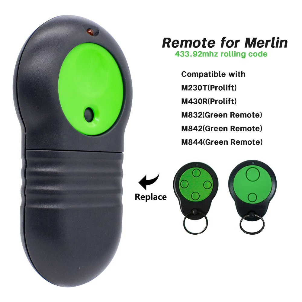 1-20pcs Merlin M832 M842 M844 230T430R Garage Door Remote 433.92MHz Rolling Code Transmitter Command Control
