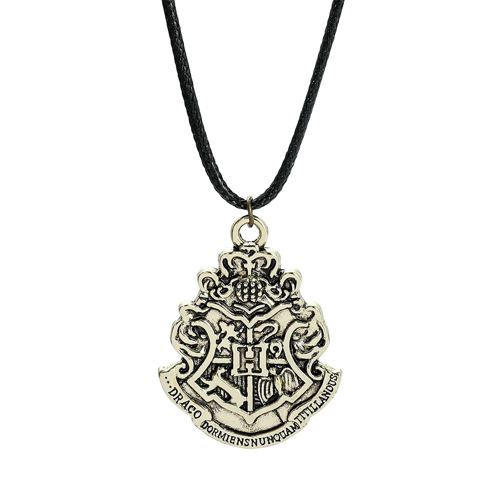 

Hogwarts School Crest Pendant Necklace Vintage Latin Motto Choker Wizarding World Cosplay Jewelry
