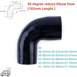 102mm Length ID 60mm 63mm 64mm 65mm 67 70 76 80 83 85 90mm 90 Degree reduce Elbow General Silicone Coolant Intercooler Tube Hose