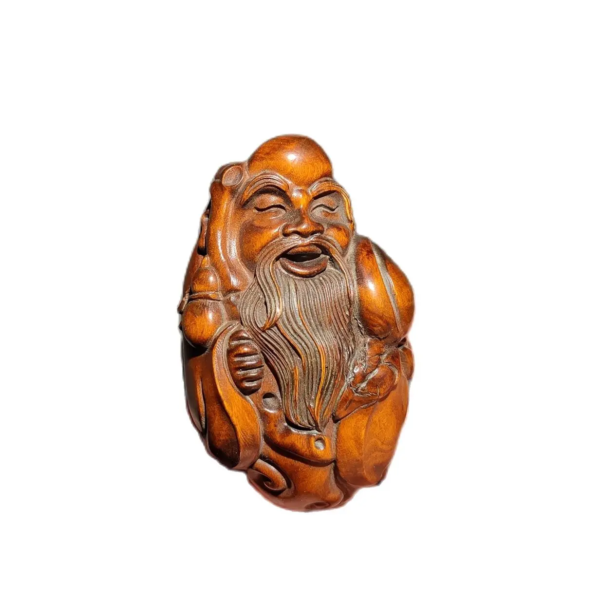 

vintage buddha the god of longevity Statue boxwood carving wooden boxwood handle