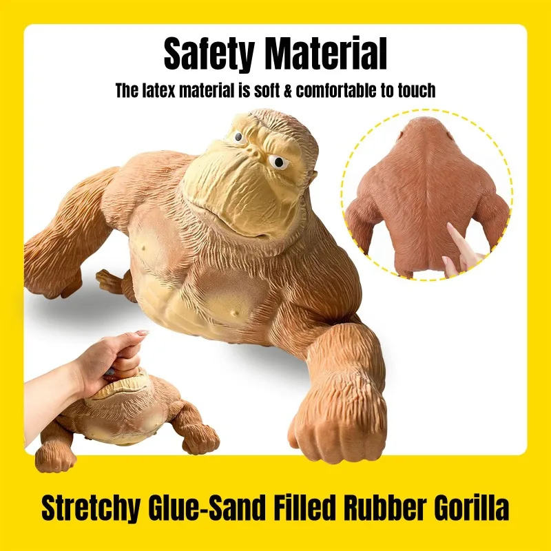 Indestructible Squishy Monkey Figure Stretchable Squeeze Gorilla Elastic Anti-stress Orangutan Doll Decompression Monkey Decor