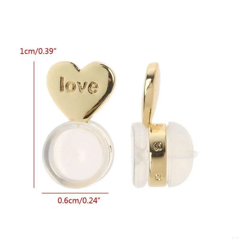 91AF الدقة الدعم الدعم ظهور ظهور القرط لترصيع Diamond Heart Love Packingments applacements for arring