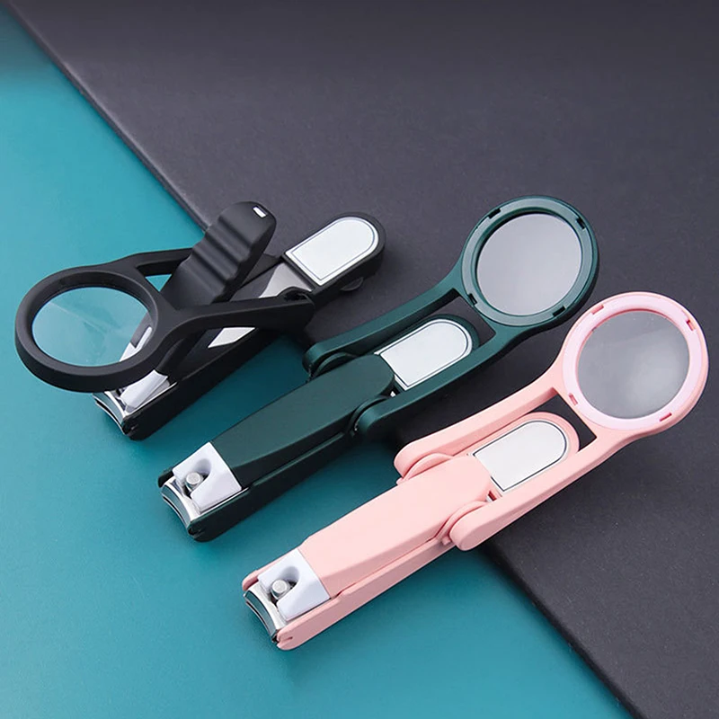 The Elderly Practical Nail Clipper With Magnifying Glass Anti-splash Toenail Fingernail Trimmer Stainless Steel Beauty Tools