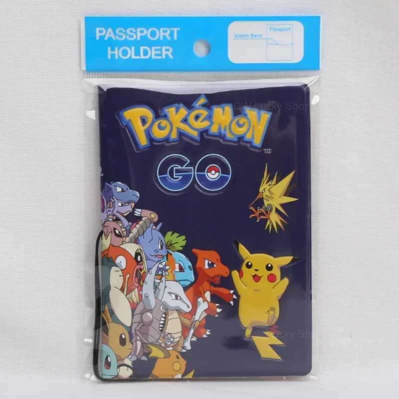 Pokemon Pikachu PU Passport Case Fashion Cute Women Men Travel Passport Holder ID Business Credit Card Holder Child Coin Purse