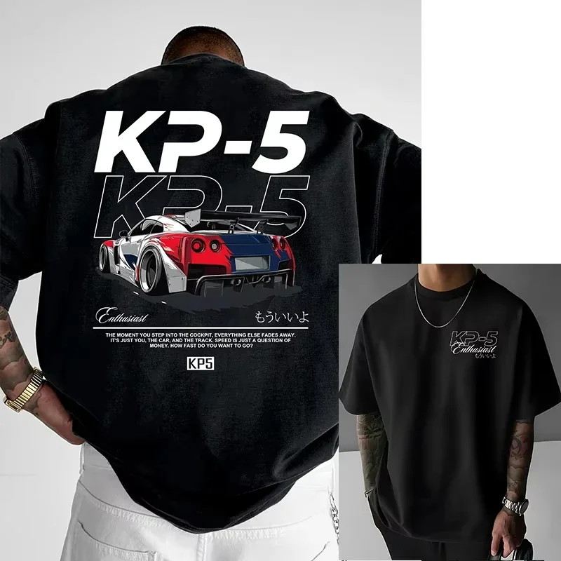 

2025 New KP5 Motorsport GTR Printed Graphic T-shirt Breathable and Sweat Absorbent Motorcycle T-shirt Men's Clothing Streetwear