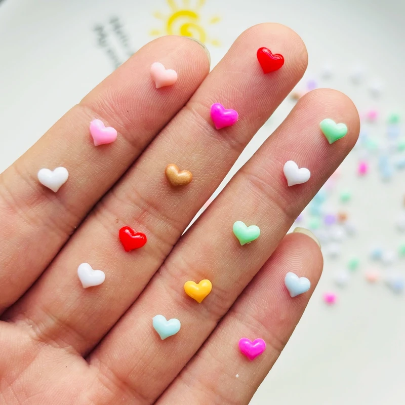 200 sztuk nowy Mini żywica Cartoon Macaron kolor brzoskwiniowe serce DIY ozdoba z płaskim tyłem tworzenia biżuterii Manicure akcesoria do włosów A42