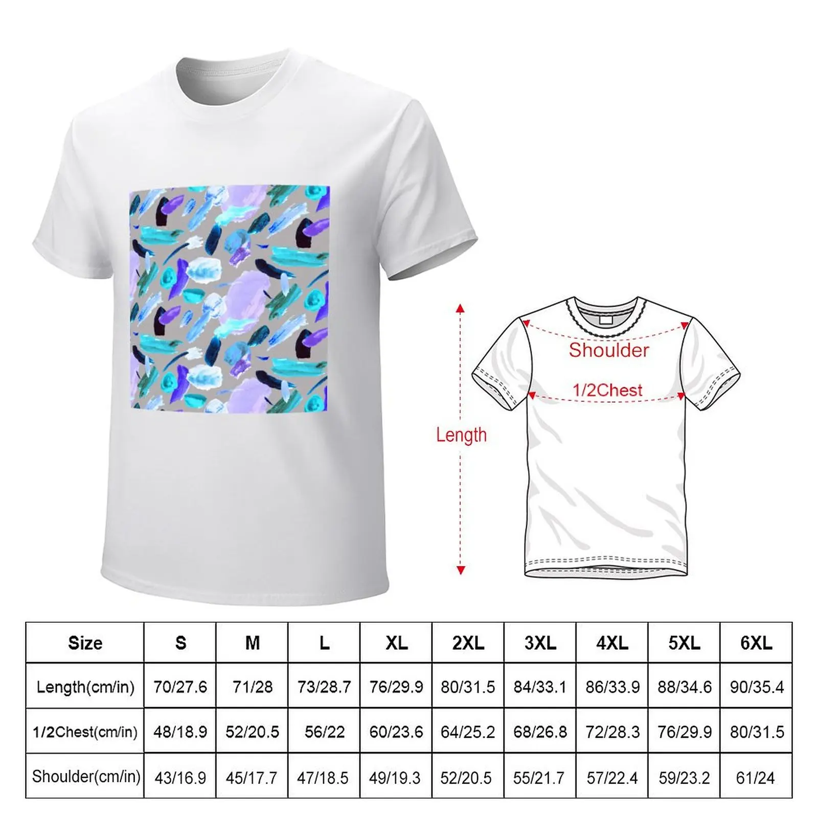 Blue clouds stains - Abstract painting T-shirt summer tops customs design your own cute tops heavy weight t shirts for men