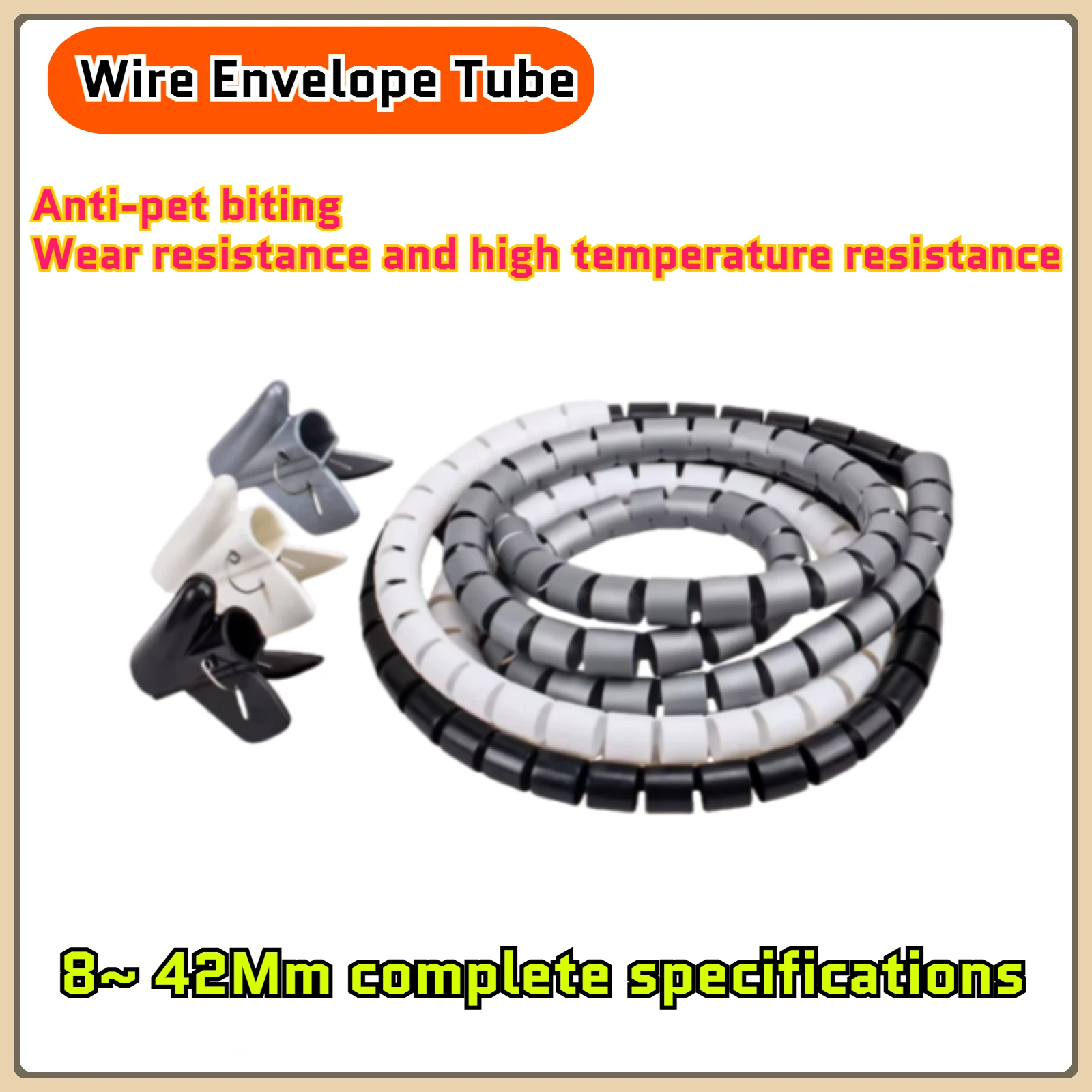 2M/5M Black Cable Wire Protector Cable Organizer Management Pipe Flexible Wire Wrap Line Coiled Tube Office Cord Sleeve Cover