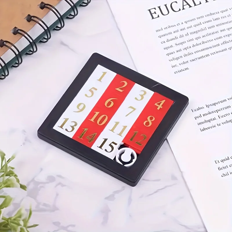 Juego de rompecabezas lógico de 1 a 15 números: rompecabezas de matemáticas deslizante con azulejos numerados, juguete educativo portátil para aprender y viajar
