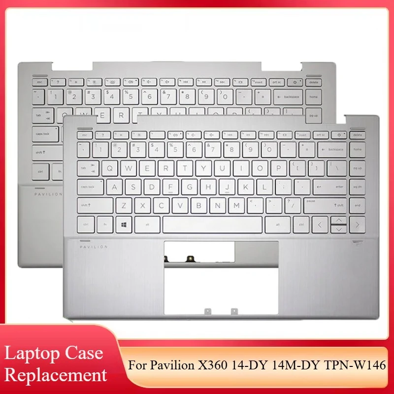 

New US Keyboard For Pavilion X360 14-DY 14M-DY TPN-W146 Laptop Palmrest Top Case Upper Cover with Keyboard Replacement Silver