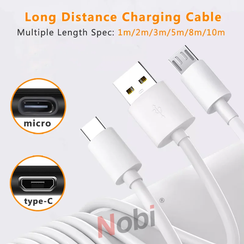 Kabel pengisi daya USB Tipe C, kawat ekstensi pengisi daya USB Tipe C 10m/8m/5m/3m untuk Samsung Xiaomi Huawei Android Universal