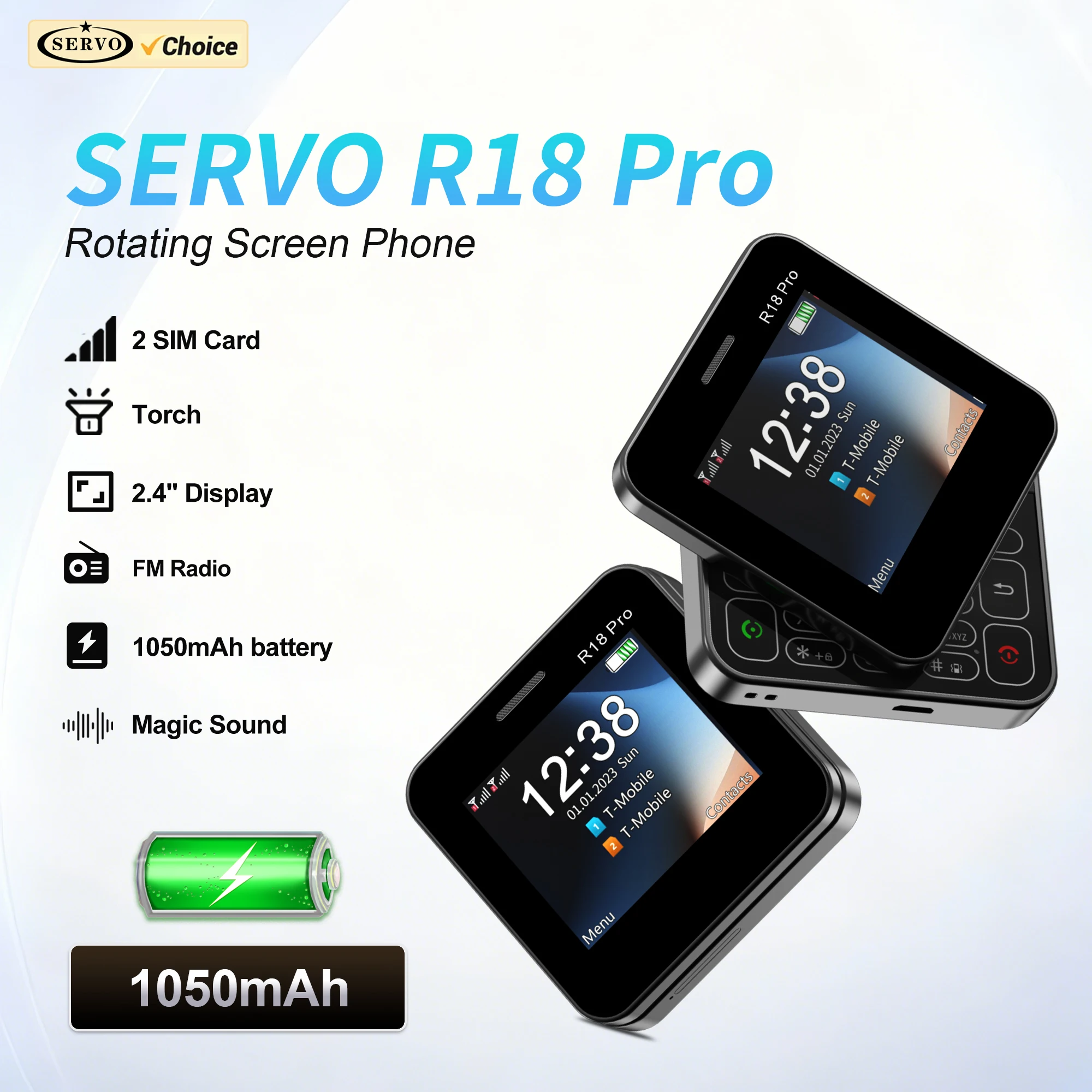 SERVO R18 PRO Slide Screen Mobile Phone Magic Voice Blacklist Speed Dial FM Radio Side Sliding Button Cellphone Dual SIM Standby