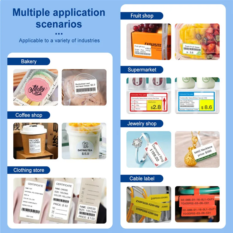 Printer Label Termal Bluetooth Nirkabel Portabel 2 Inci Tanpa Tinta 20-50Mm Pembuat Label Perekat Kode Batang Produk Labeler