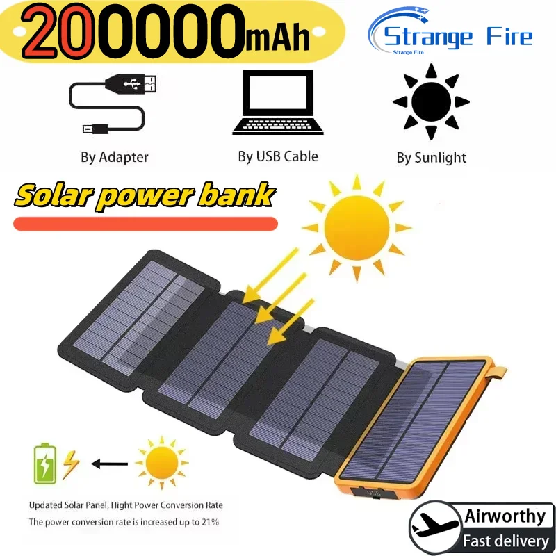 

200000mAh Folding Solar Panels Portable Solar Power Bank USB Super Fast Charging Outdoor Camping Waterproof Sun Power For iPhone