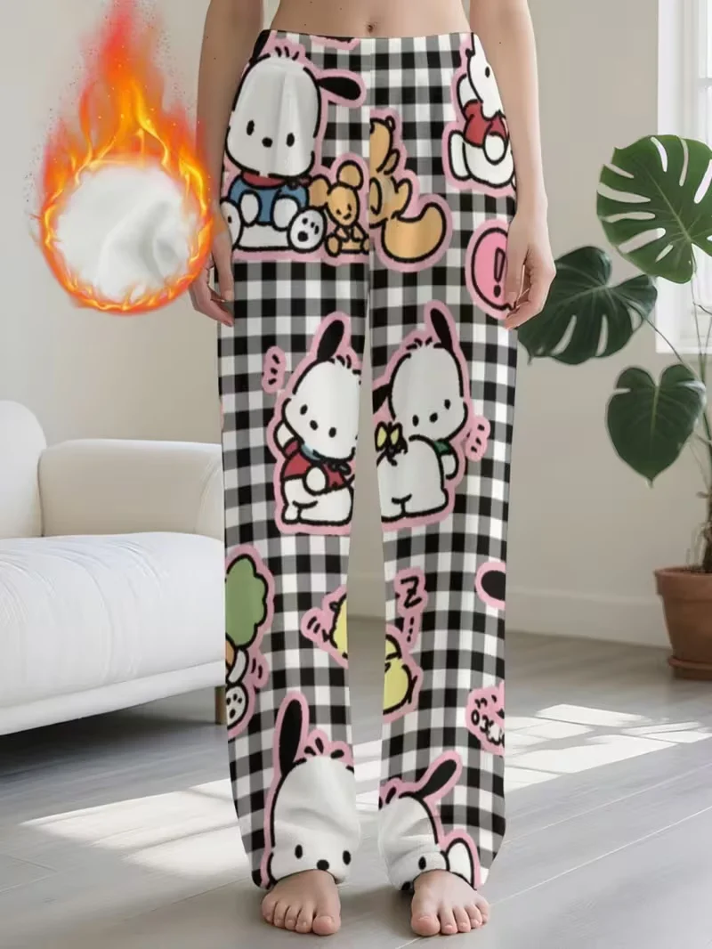 

Рождественские спальные штаны Sanrio Family Pacha Dog, осенние и зимние плюшевые штаны с героями мультфильмов для взрослых и детей, теплые и для отдыха
