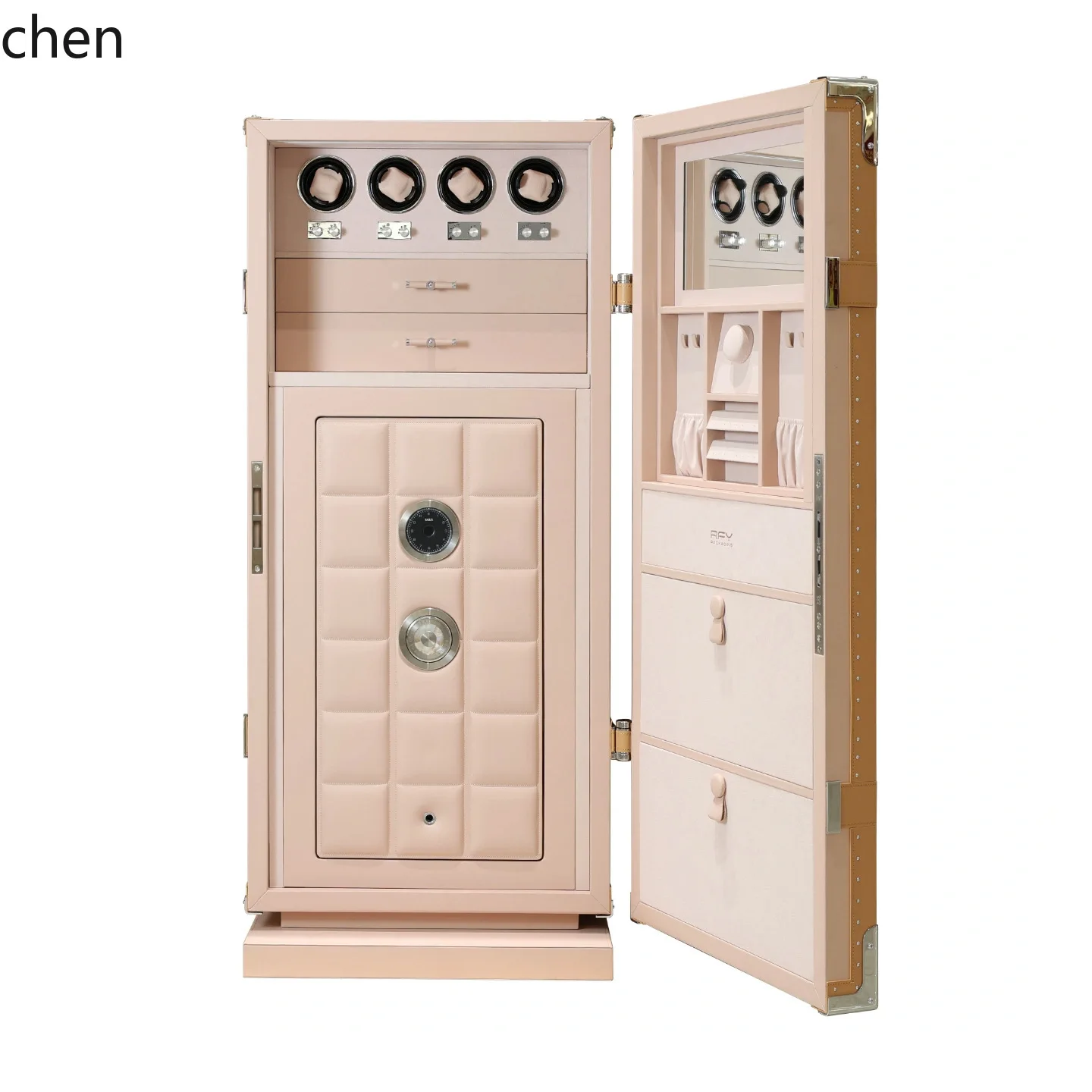 CZ Italian High-End Leather Jewelry Safe Luxury Villa Home Mechanical Lock Anti-Theft Storage Cabinet