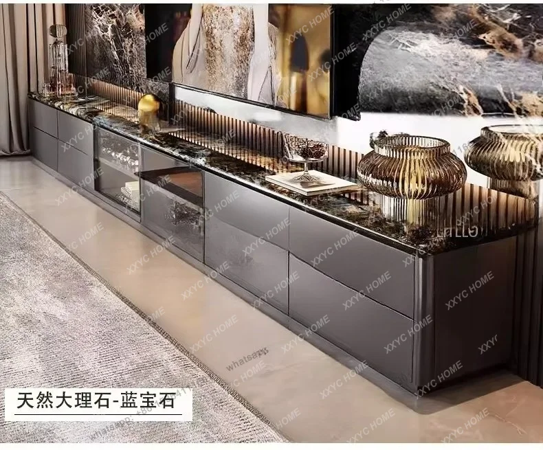natural luxury stone TV cabinet marble light luxury high-end modern simplicity