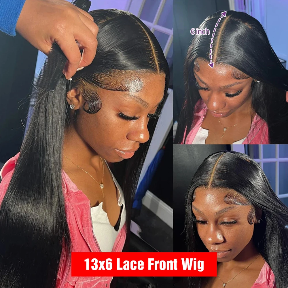 شعر مستعار بدون صمغ مسبق القطع شعر بشري جاهز للارتداء والذهاب مستقيم 13x6 HD شعر مستعار أمامي من الدانتيل شعر بشري للنساء 40 بوصة